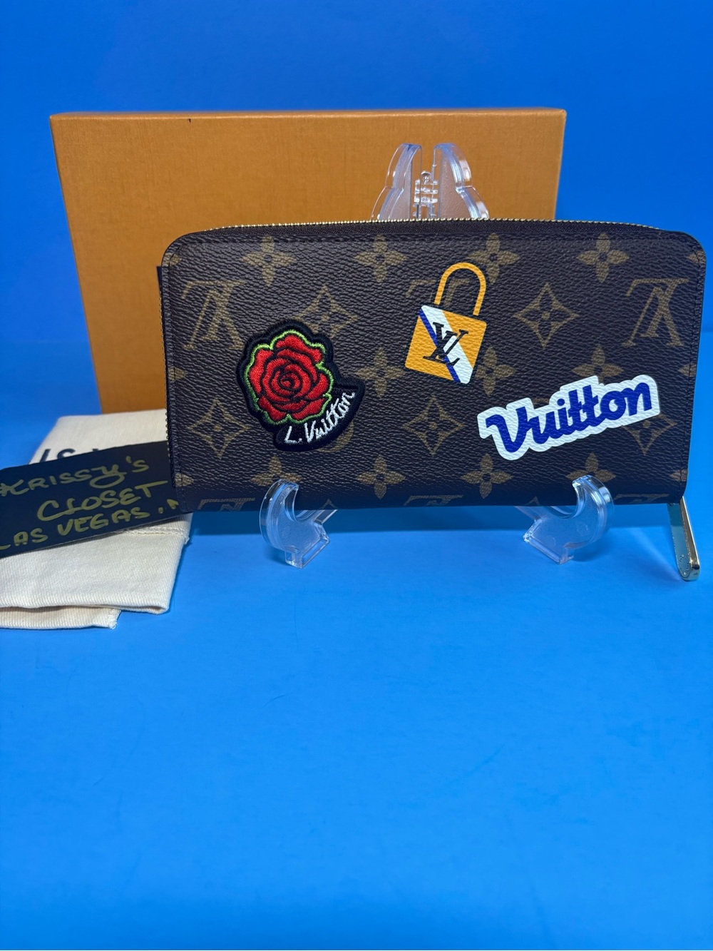 🌼 Louis Vuitton Monogram Travel Stickers Zippy Full Size Wallet w/ box dustbag